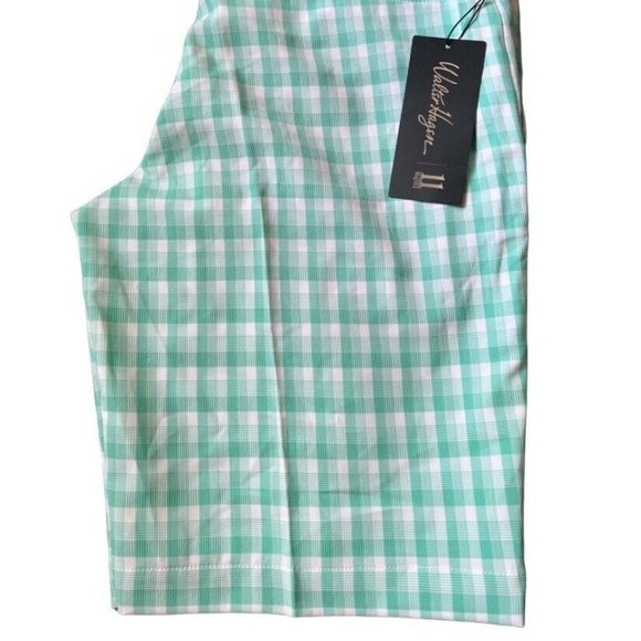 Walter Hagan Plain Brush Stroke Plaid Golf Shorts 10' Pool Blue - Picture 5 of 6